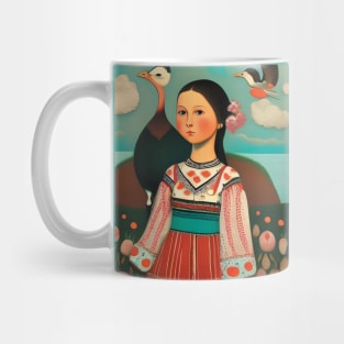 Girl in folk clothes Mug